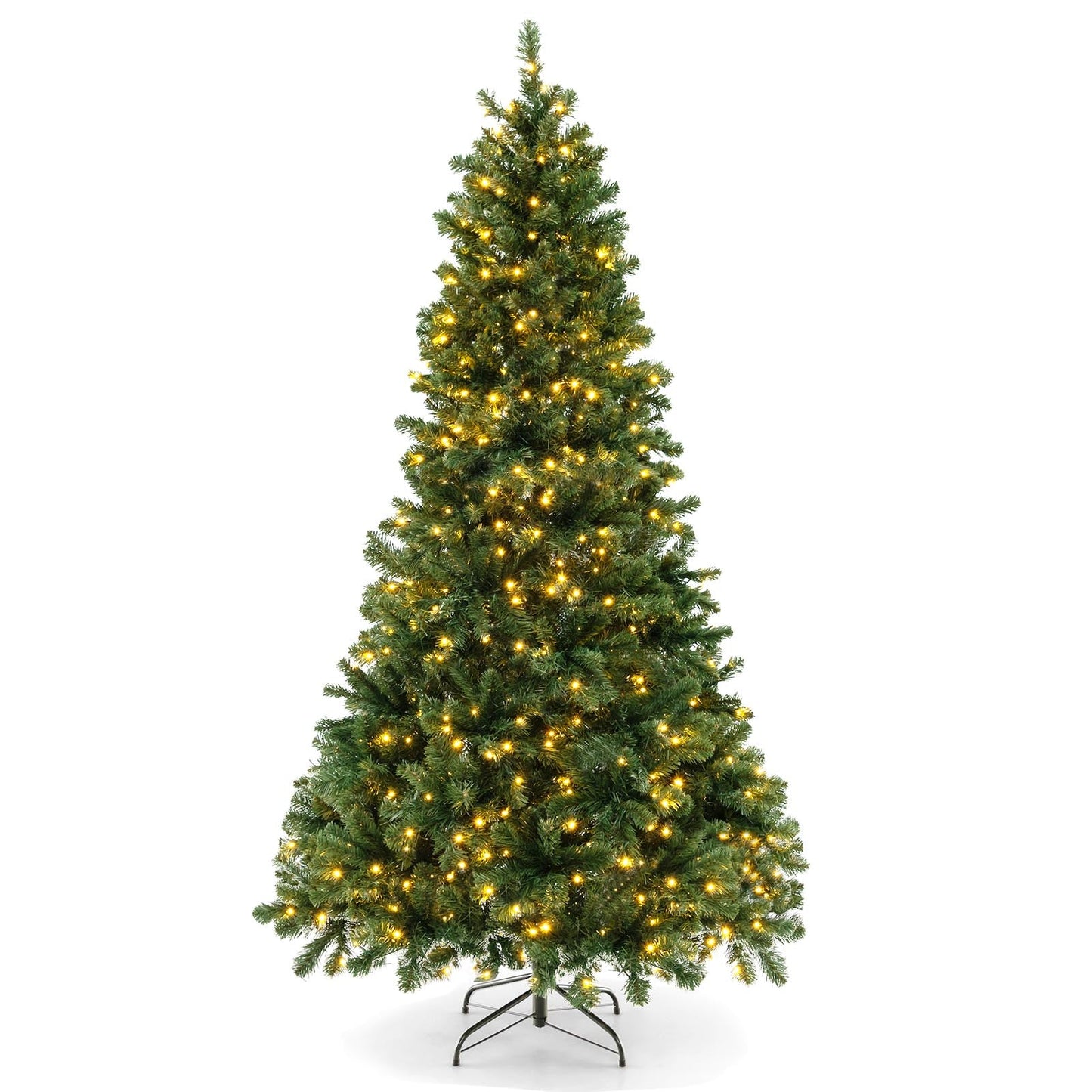 Árbol de Navidad articulado de 6/7/8 pies con puntas de ramas de PVC y luces LED blancas cálidas - 6 pies