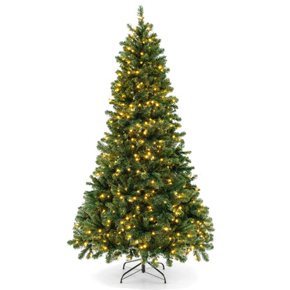 Árbol de Navidad articulado de 6/7/8 pies con puntas de ramas de PVC y luces LED blancas cálidas - 6 pies
