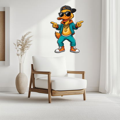 Hip Hop Duck Metal Wall Art – Funny UV Printed Urban Decor-KAFUVM004 - Tampa Home & Garden Store