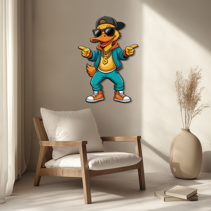 Hip Hop Duck Metal Wall Art – Funny UV Printed Urban Decor-KAFUVM004 - Tampa Home & Garden Store