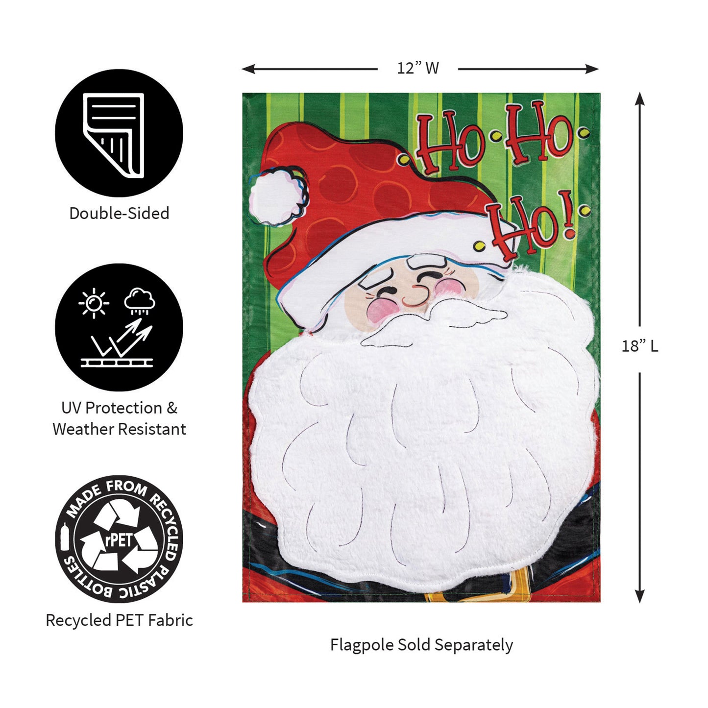 Ho Ho Ho Santa Applique Garden Flag - Tampa Home & Garden Store