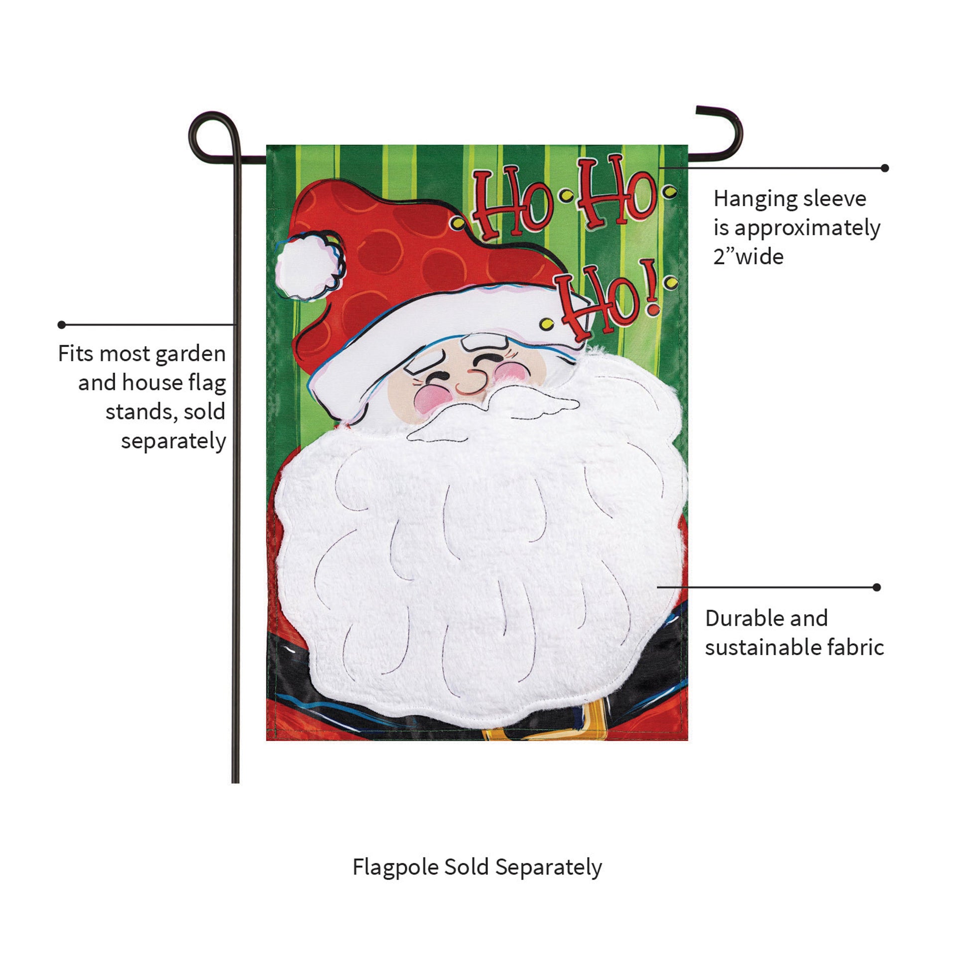 Ho Ho Ho Santa Applique Garden Flag - Tampa Home & Garden Store