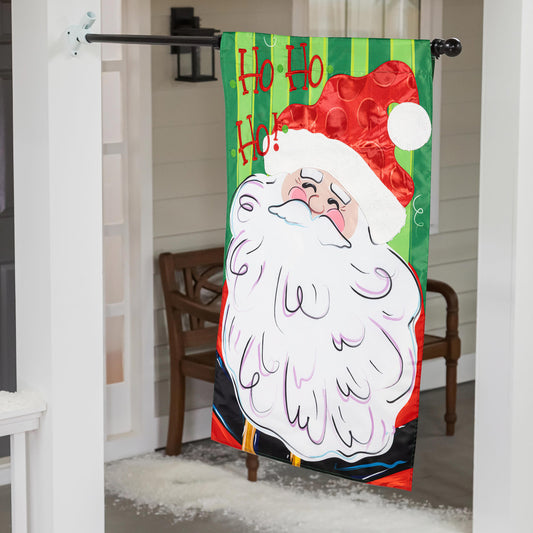 Ho Ho Ho Santa Applique House Flag - Tampa Home & Garden Store