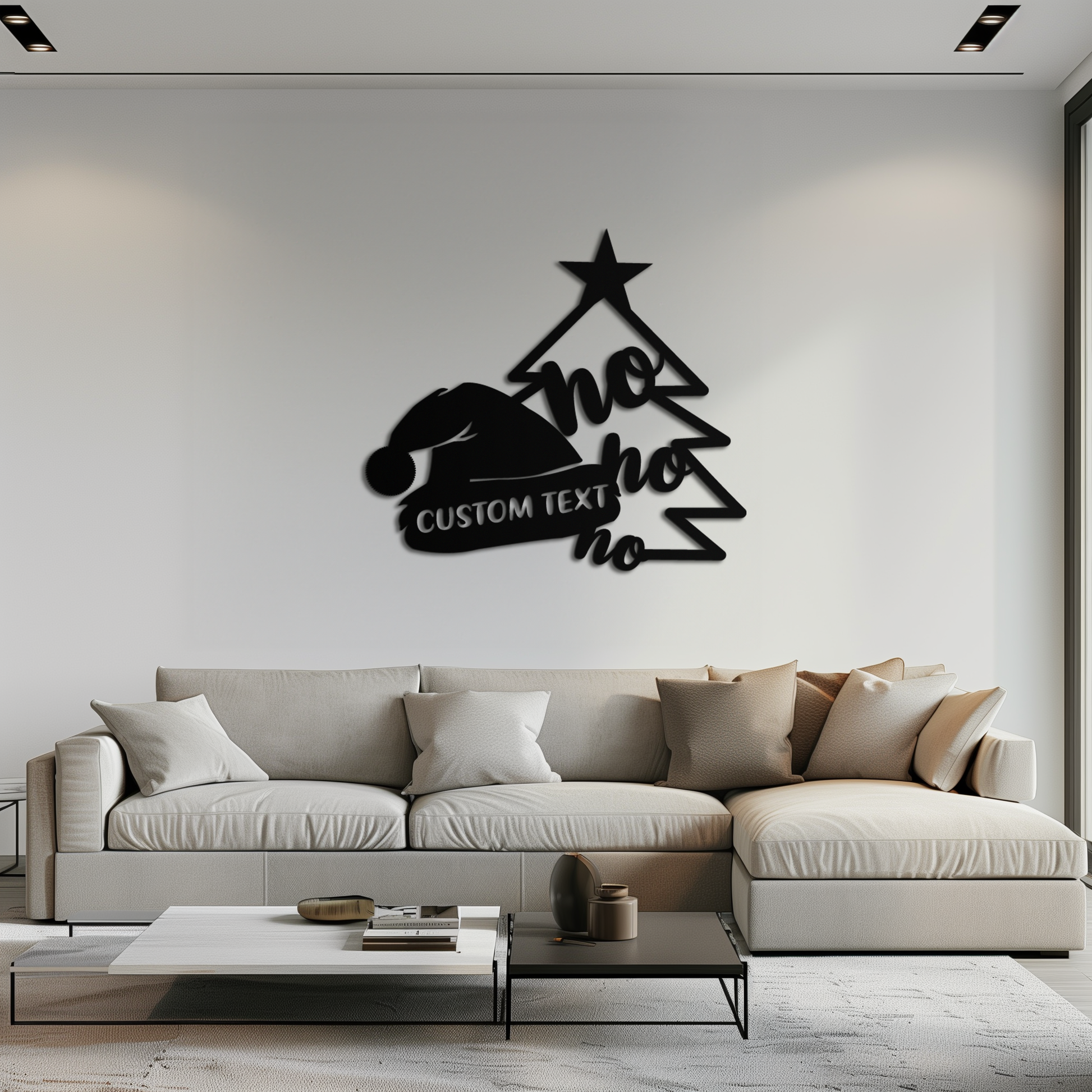Ho Ho Ho Santa Hat & Tree Metal Wall Art - Customizable Holiday Decor- KAF314 - Tampa Home & Garden Store