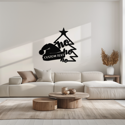 Ho Ho Ho Santa Hat & Tree Metal Wall Art - Customizable Holiday Decor- KAF314 - Tampa Home & Garden Store