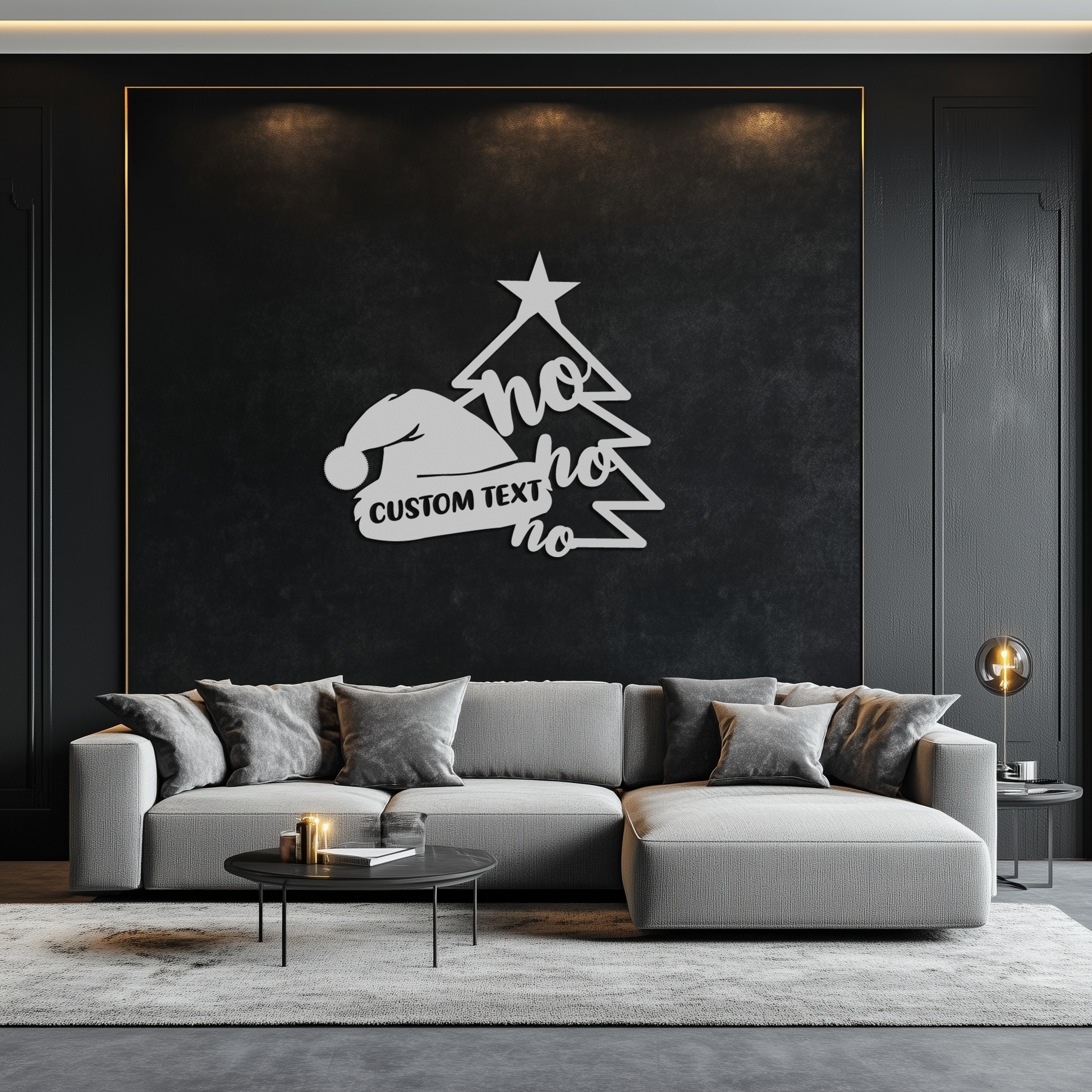 Ho Ho Ho Santa Hat & Tree Metal Wall Art - Customizable Holiday Decor- KAF314 - Tampa Home & Garden Store