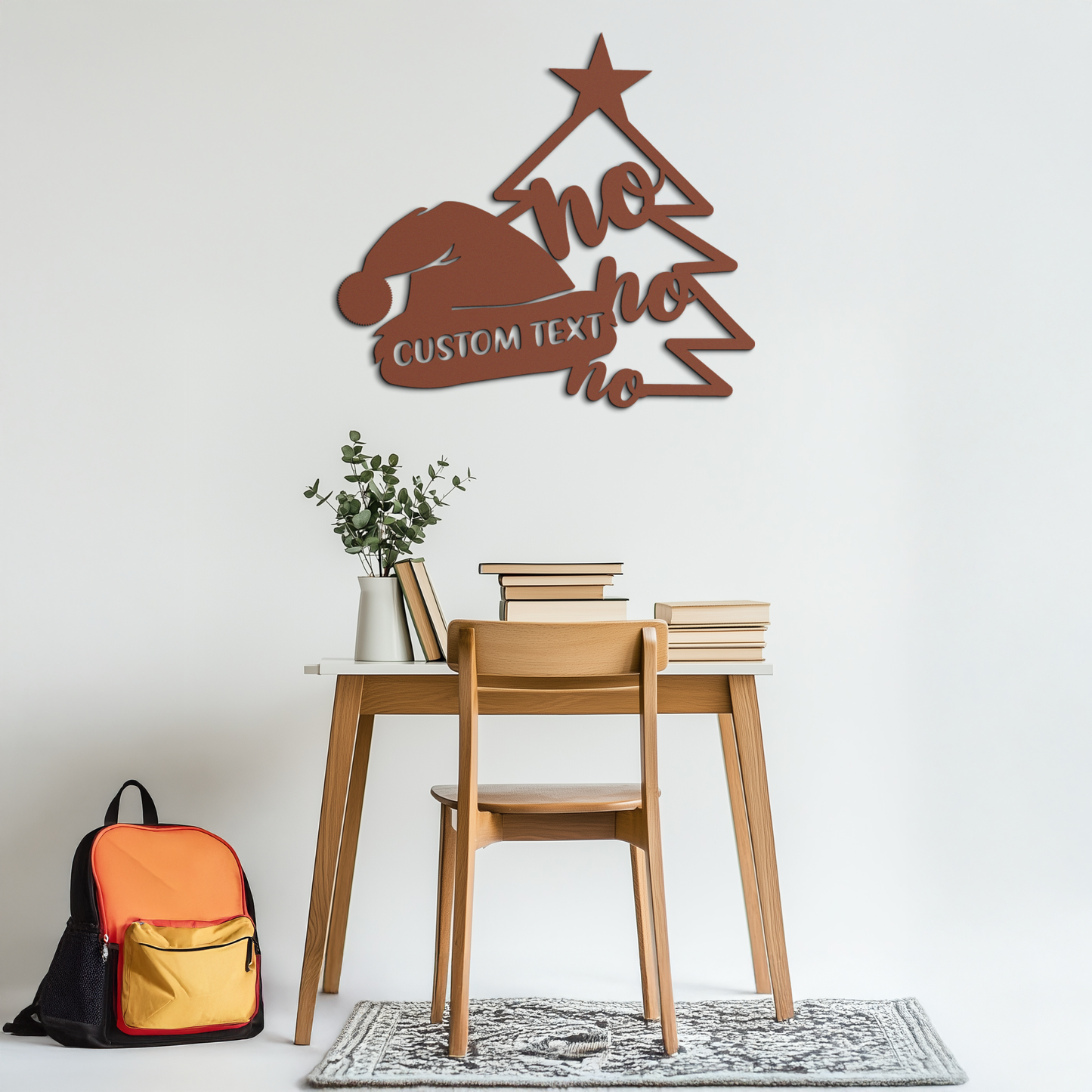 Ho Ho Ho Santa Hat & Tree Metal Wall Art - Customizable Holiday Decor- KAF314 - Tampa Home & Garden Store