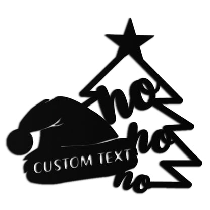 Ho Ho Ho Santa Hat & Tree Metal Wall Art - Customizable Holiday Decor- KAF314 - Tampa Home & Garden Store