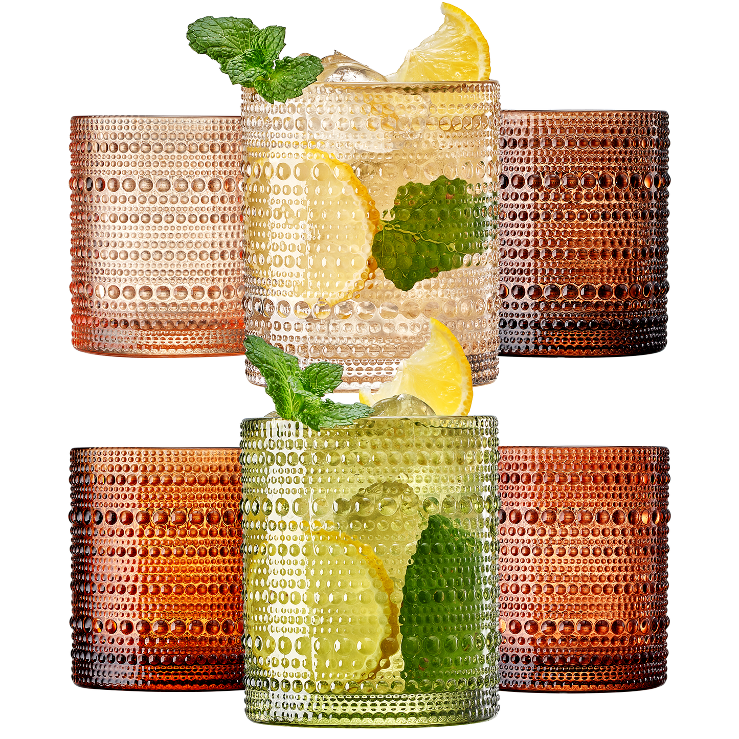 Fortuna Hobnail Lowball Glassware Set of 6