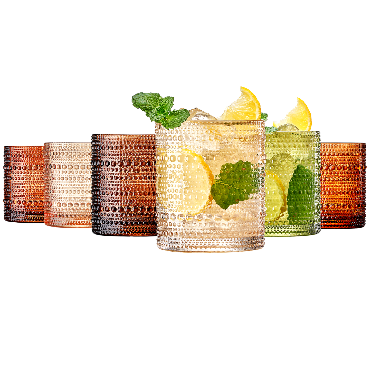 Fortuna Hobnail Lowball Glassware Set of 6