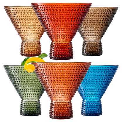 Set of Six Acrylic Hobnail Martini Glasses