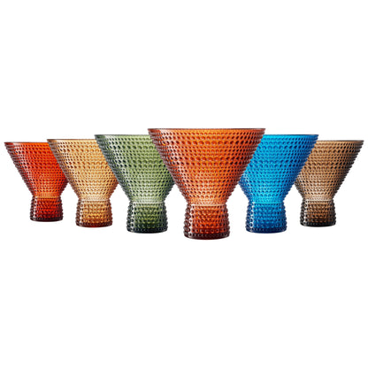 Set of Six Acrylic Hobnail Martini Glasses