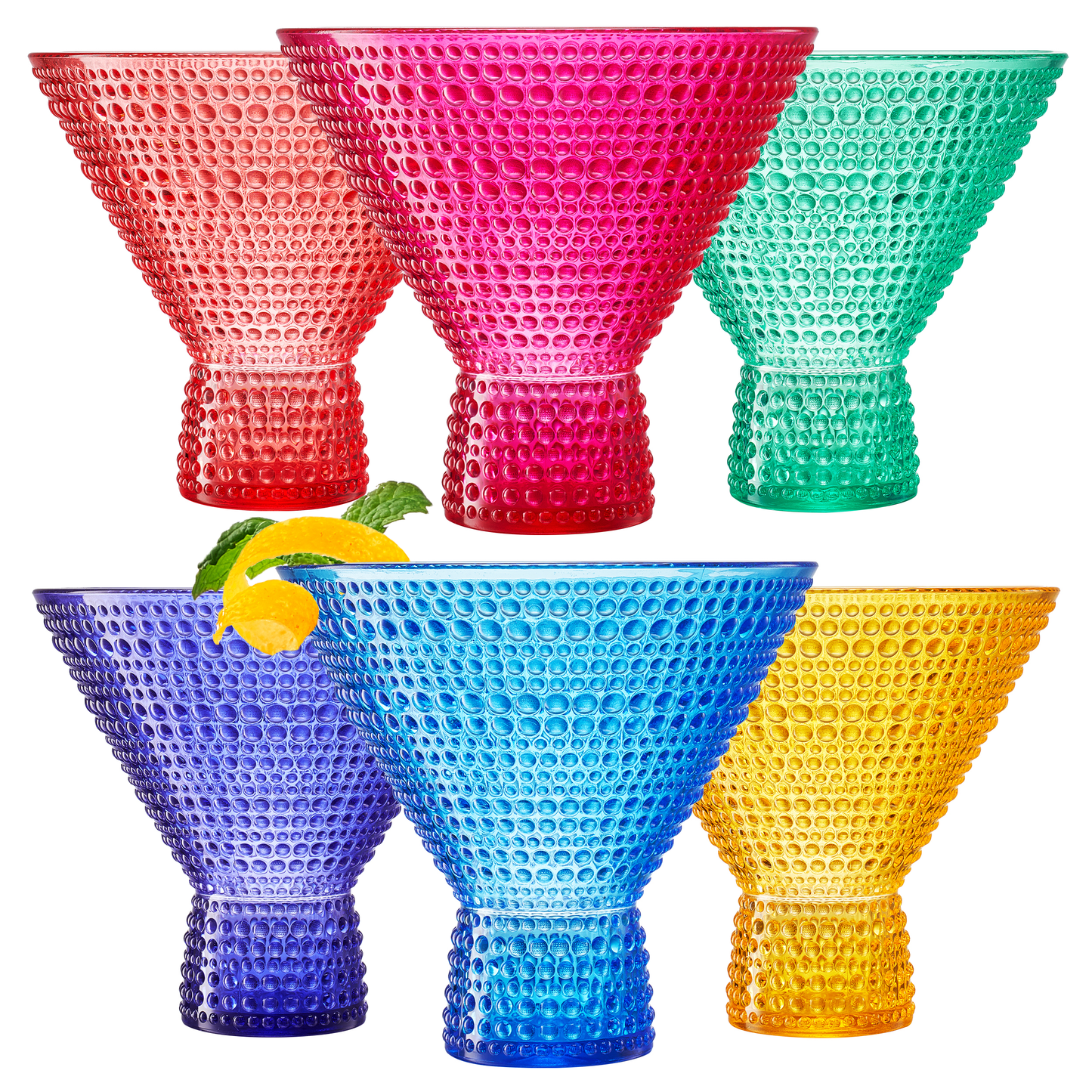 Madrid Hobnail Acrylic Martini Glasses Set of 6