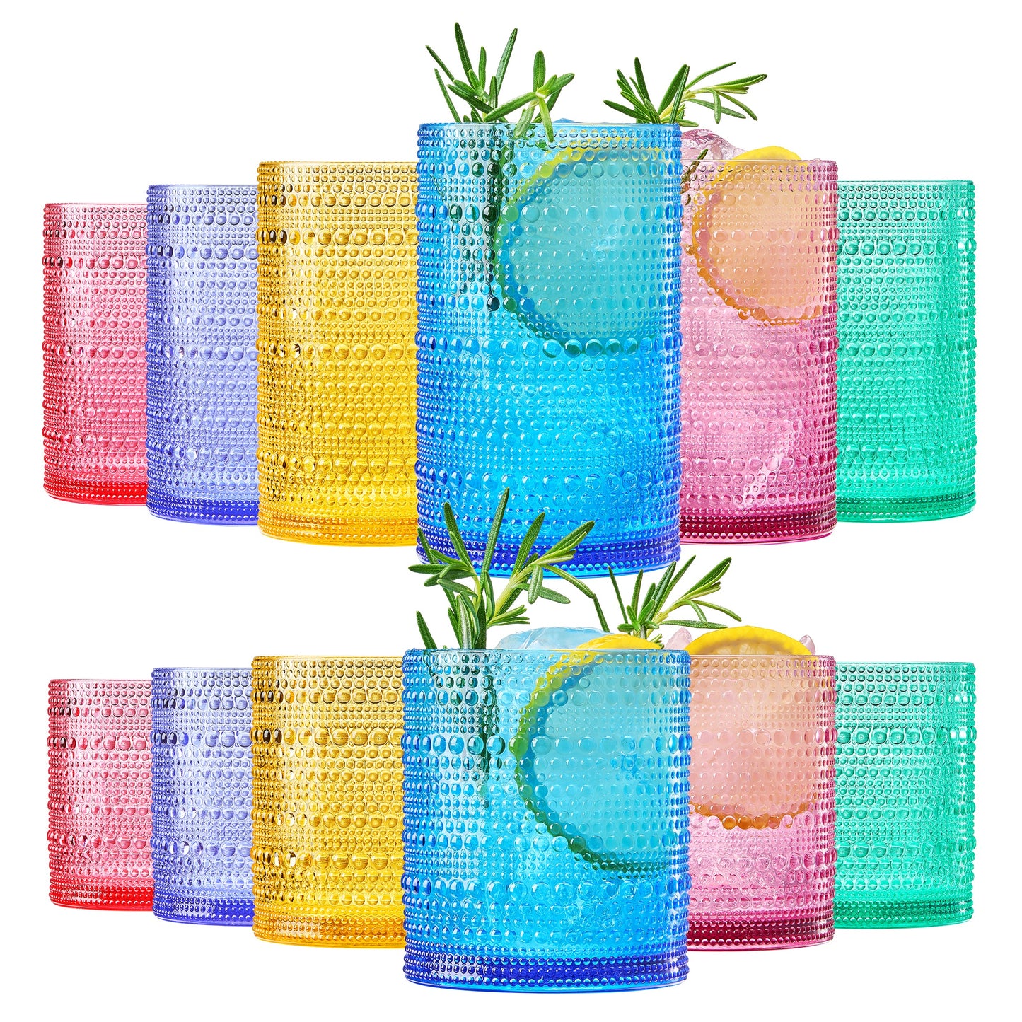 Madrid Acrylic Hobnail Lowball Glasses Set of 12
