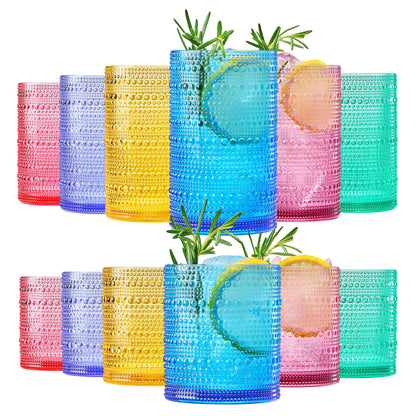 Madrid Acrylic Hobnail Lowball Glasses Set of 12