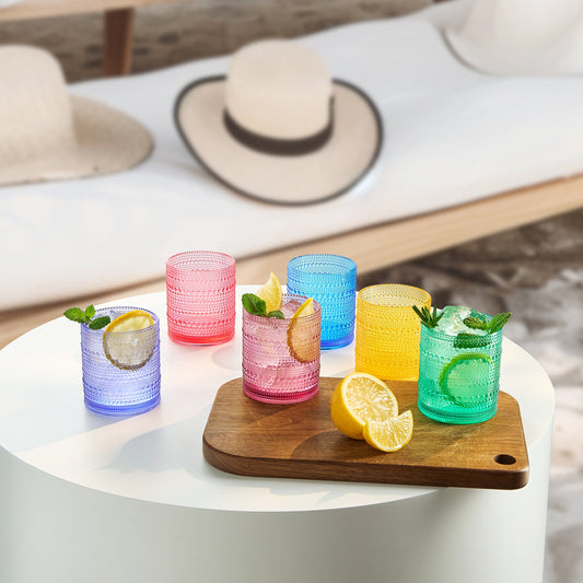 Madrid Set of 6 Acrylic Hobnail and Lowball Cups