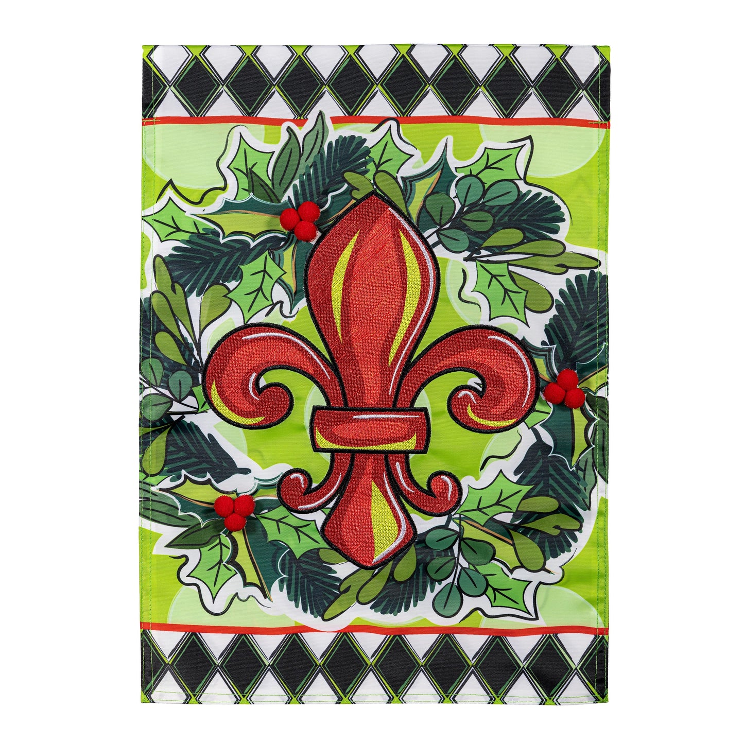 Holiday Fleur De Lis Applique Garden Flag - Tampa Home & Garden Store