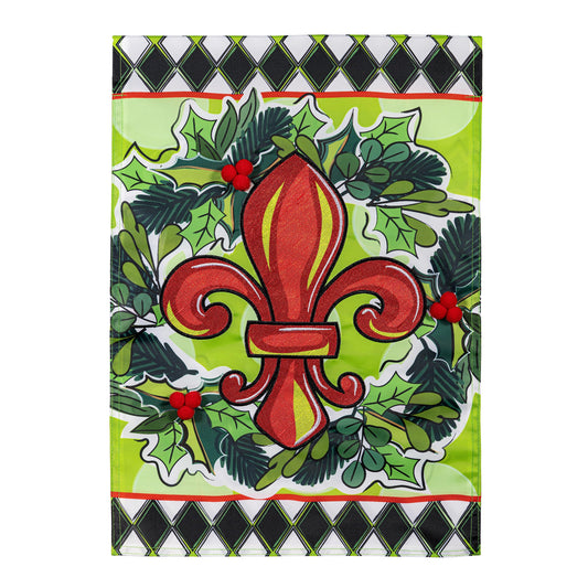 Holiday Fleur De Lis Applique Garden Flag - Tampa Home & Garden Store