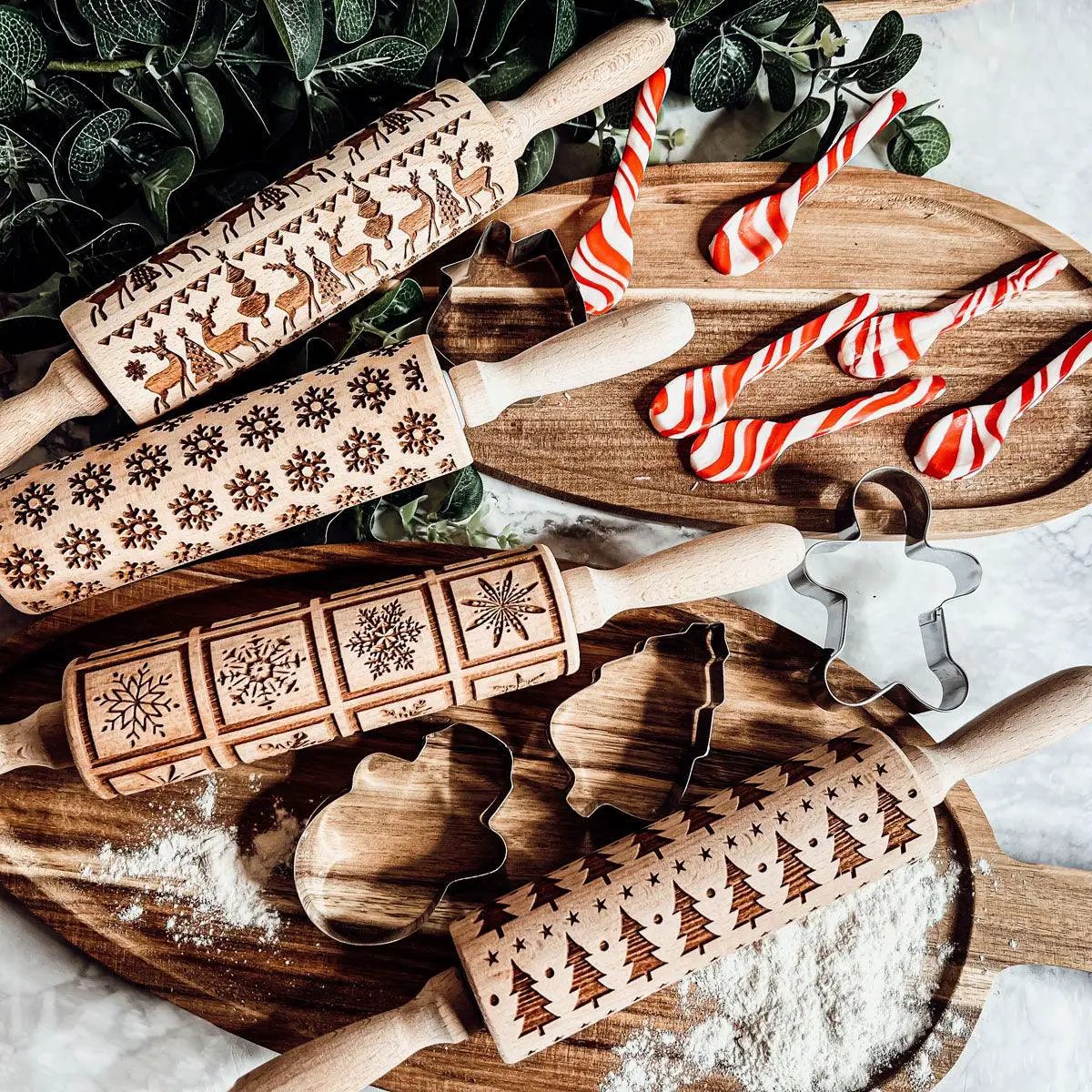 Christmas Rolling Pin Set In 10 Styles Varieties