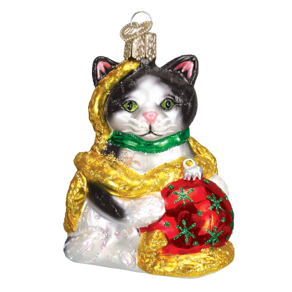 Holiday Kitten Glass Blown Ornament - Tampa Home & Garden Store
