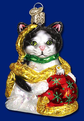 Holiday Kitten Glass Blown Ornament - Tampa Home & Garden Store