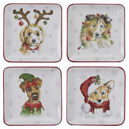Holiday Paws Salad / Dessert Plate - - Tampa Home & Garden Store