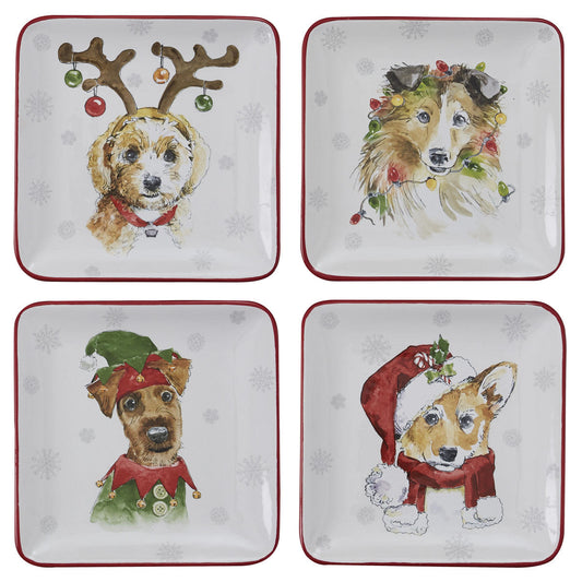 Holiday Paws Salad / Dessert Plate - - Tampa Home & Garden Store