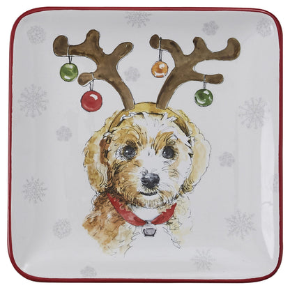 Holiday Paws Salad / Dessert Plate - - Tampa Home & Garden Store