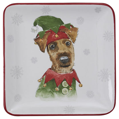 Holiday Paws Salad / Dessert Plate - - Tampa Home & Garden Store
