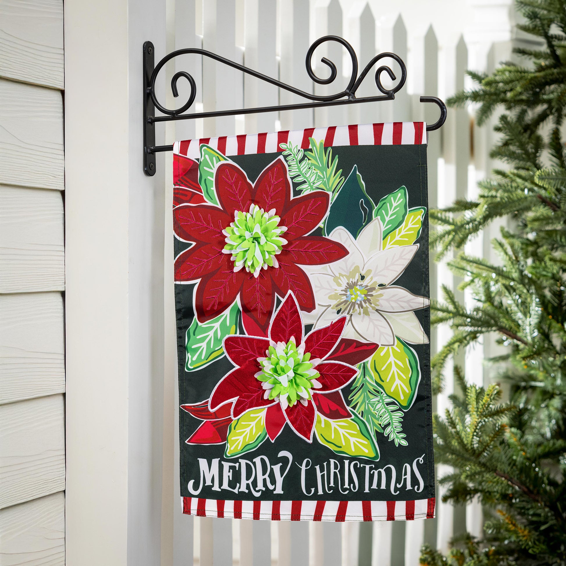 Holiday Poinsettia Applique Garden Flag - Tampa Home & Garden Store