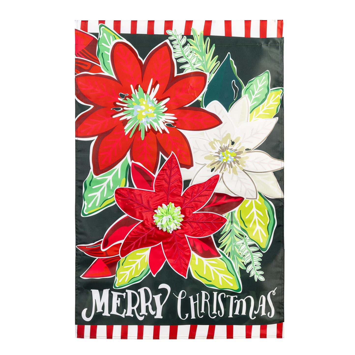 Holiday Poinsettia Applique House Flag - Tampa Home & Garden Store