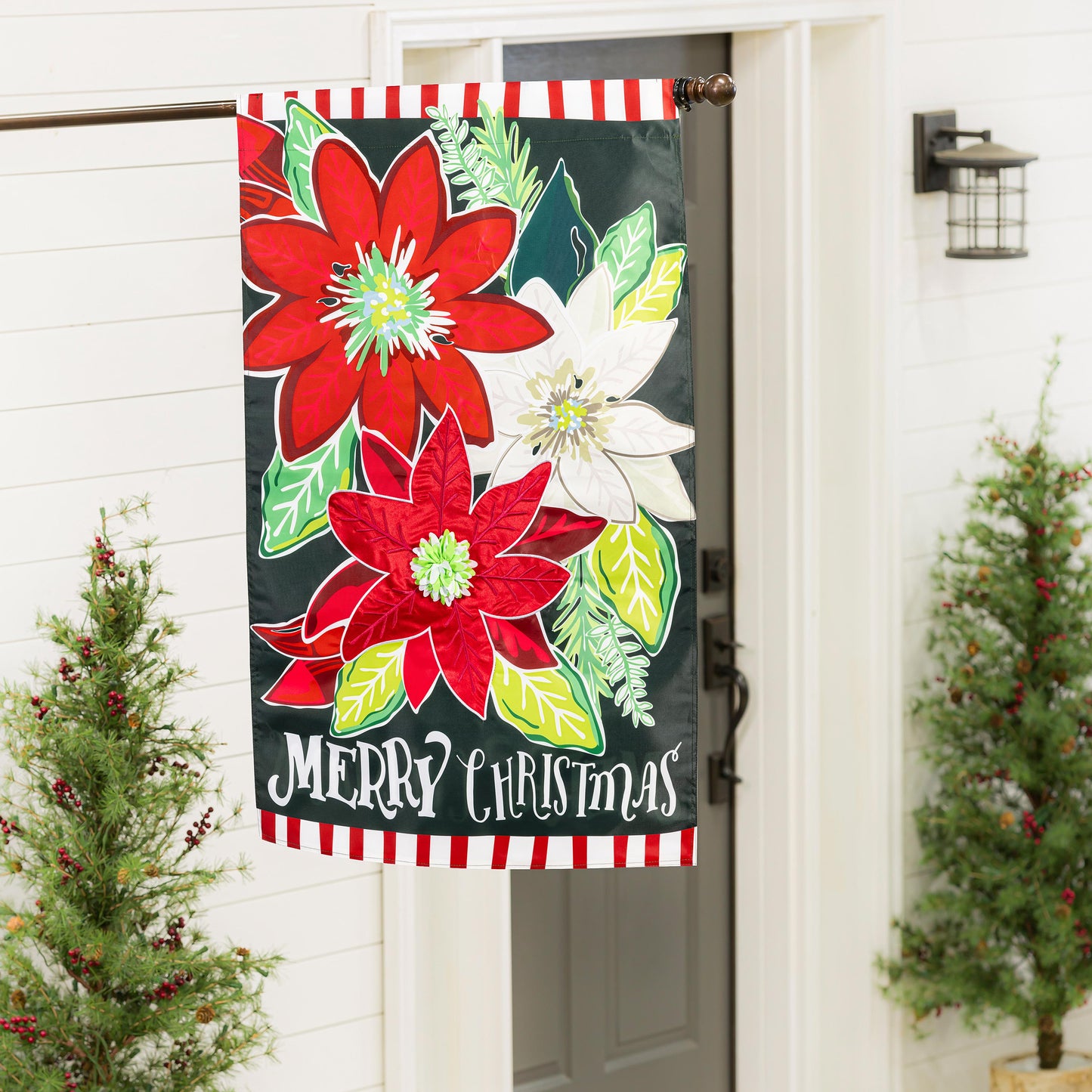 Holiday Poinsettia Applique House Flag - Tampa Home & Garden Store