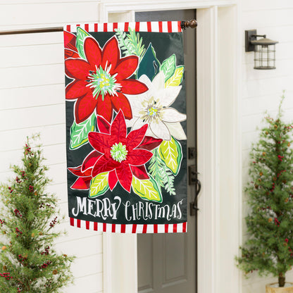 Holiday Poinsettia Applique House Flag - Tampa Home & Garden Store