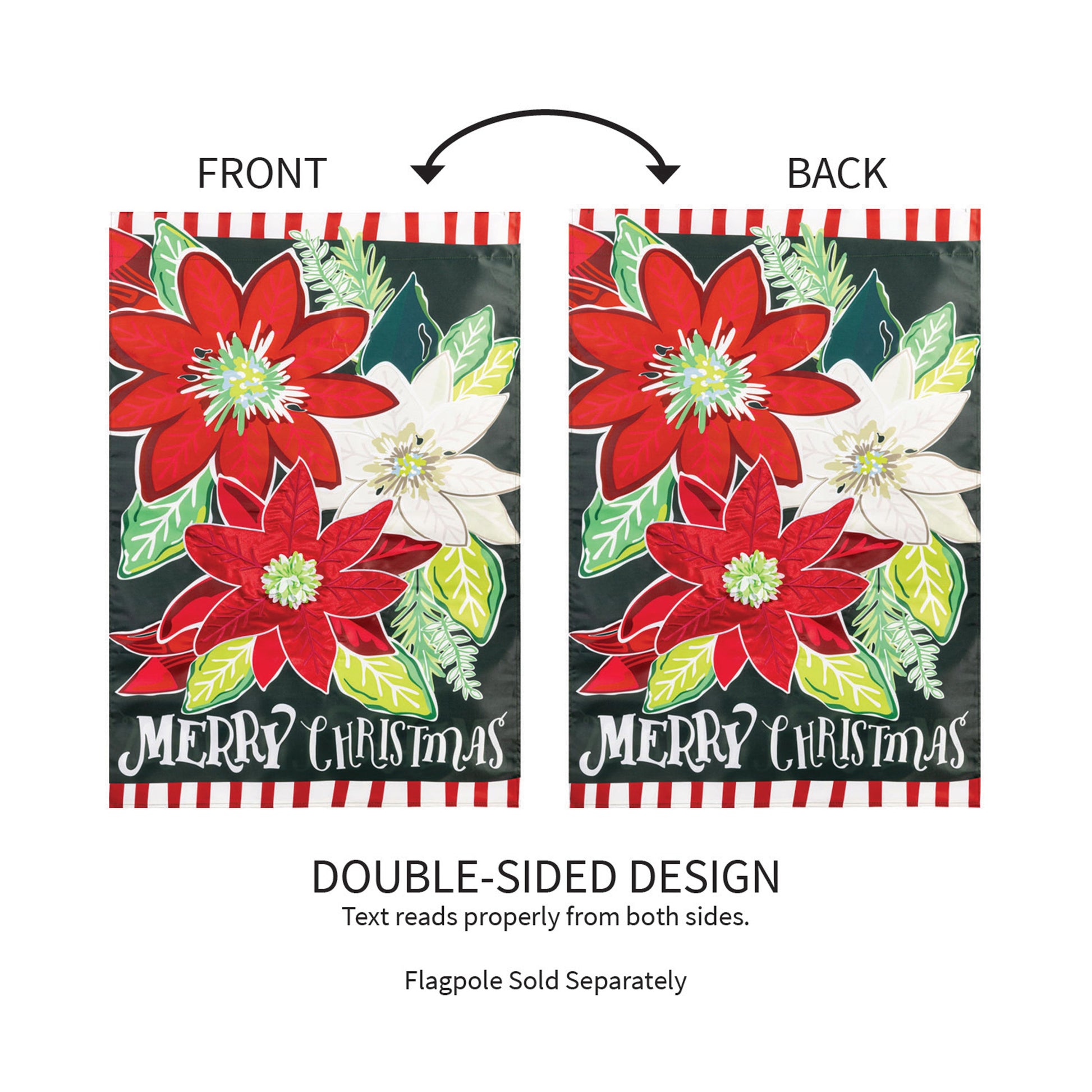 Holiday Poinsettia Applique House Flag - Tampa Home & Garden Store