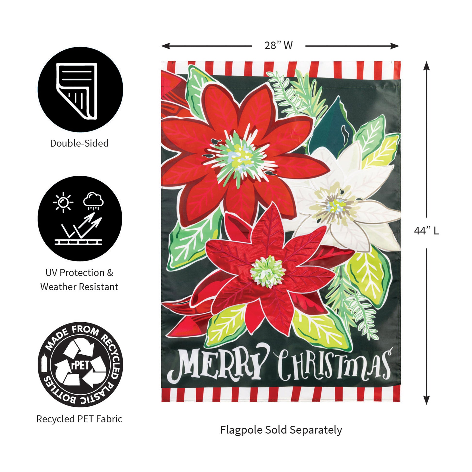 Holiday Poinsettia Applique House Flag - Tampa Home & Garden Store
