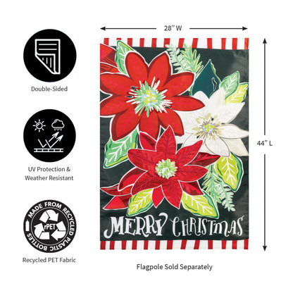 Holiday Poinsettia Applique House Flag - Tampa Home & Garden Store
