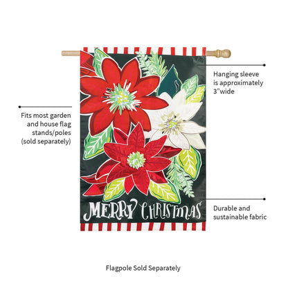 Holiday Poinsettia Applique House Flag - Tampa Home & Garden Store