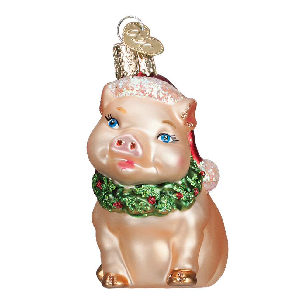 Holly Pig Glass Ornament - Tampa Home & Garden Store