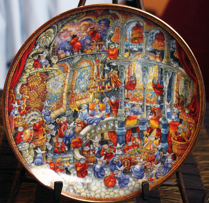 Holy Cats Plate by Bill Bell - Hand Painted Fairy Cat Scenes Inside a Castle - Tampa Home & Garden Store