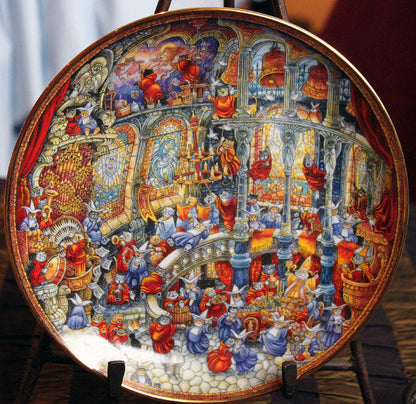 Holy Cats Plate by Bill Bell - Hand Painted Fairy Cat Scenes Inside a Castle - Tampa Home & Garden Store