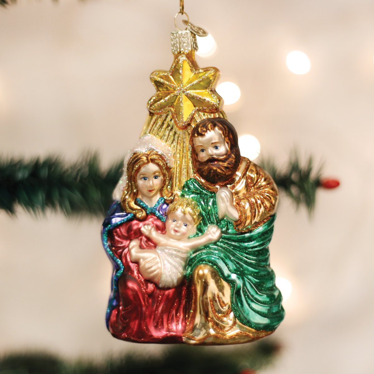 Holy Family With Star Glass Ornament - Tampa Home & Garden Store
