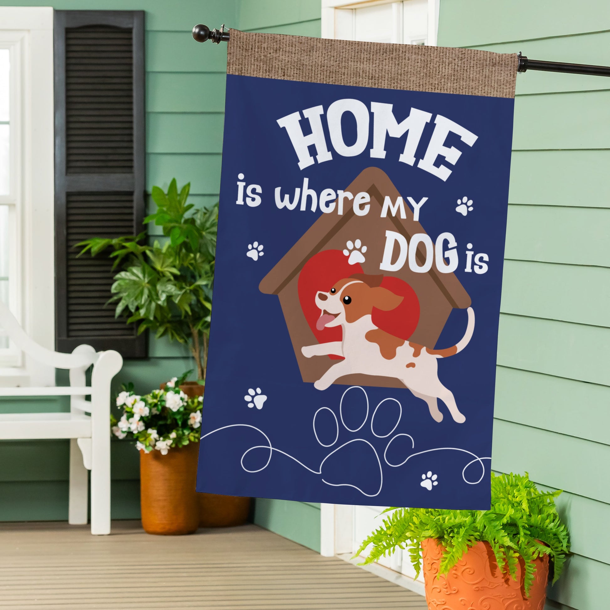 Home Is Where My Dog Is Burlap House Flag - Tampa Home & Garden Store
