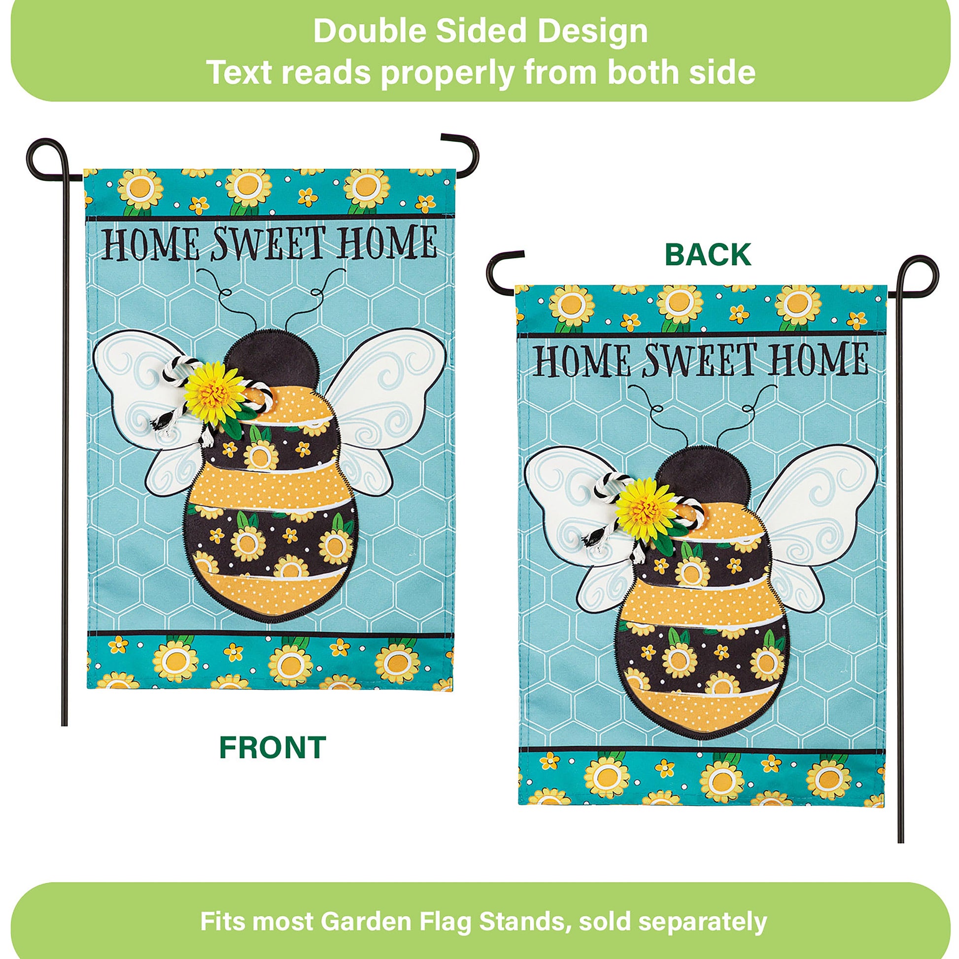 Home Sweet Home Bee Linen Garden Flag - Tampa Home & Garden Store