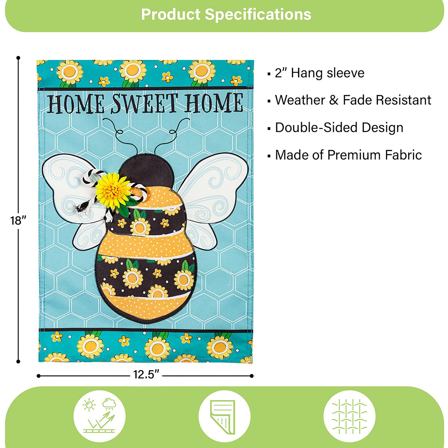 Home Sweet Home Bee Linen Garden Flag - Tampa Home & Garden Store