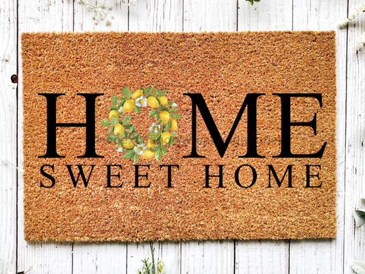"Home Sweet Home" Doormat Flower Wreath O in Home Sweet Home Doormat - Tampa Home & Garden Store