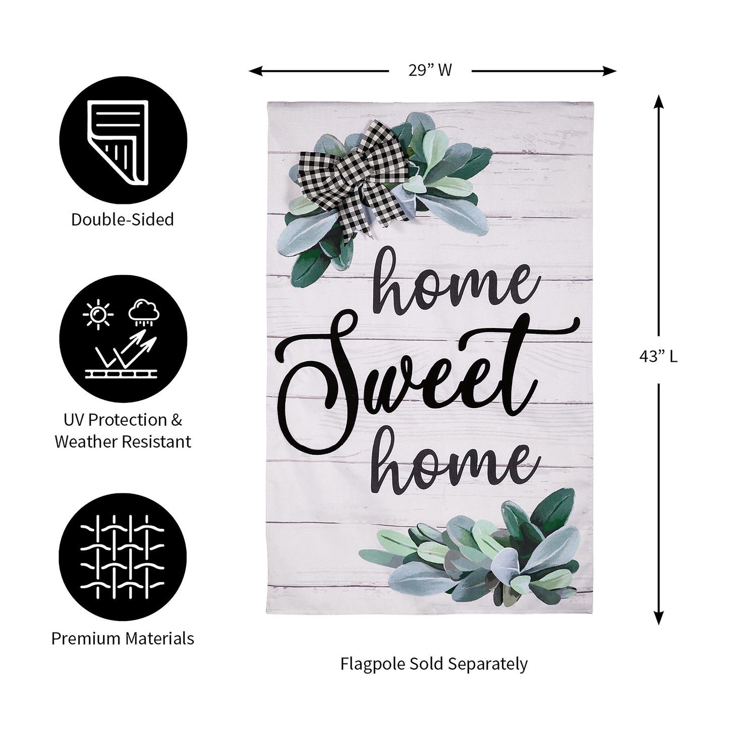 Home Sweet Home Eucalyptus House Burlap Flag - Tampa Home & Garden Store