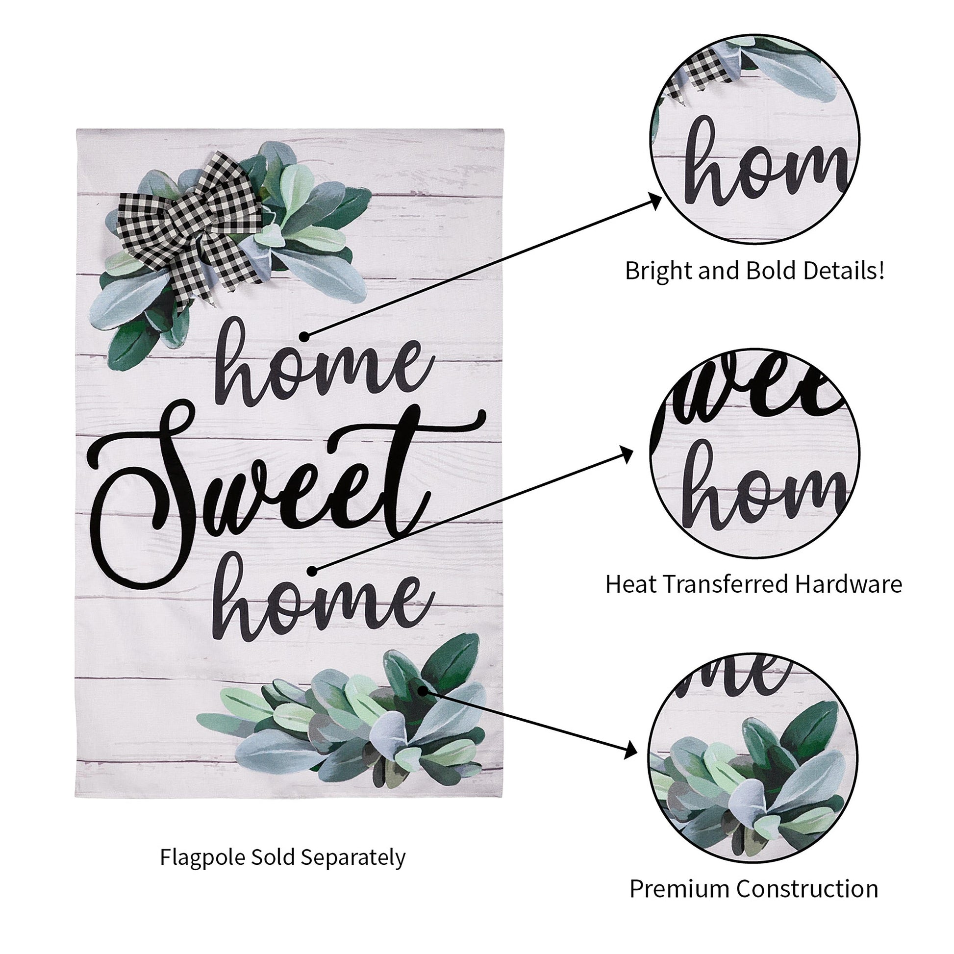 Home Sweet Home Eucalyptus House Burlap Flag - Tampa Home & Garden Store