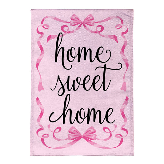 Home Sweet Home Pink Ribbon Burlap Garden Flag - Tampa Home & Garden Store
