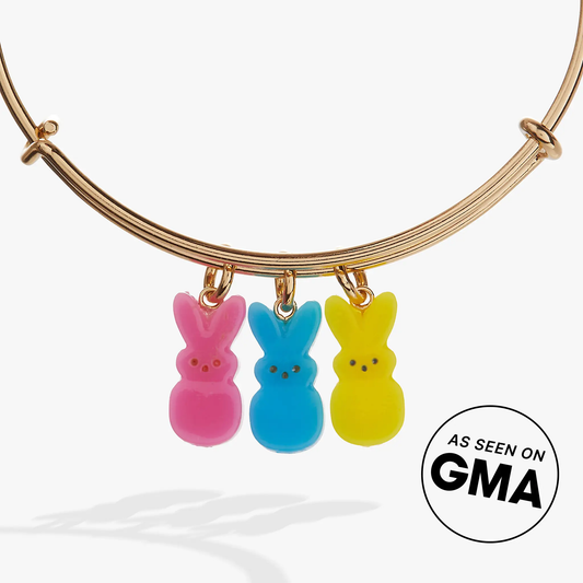 PEEPS Bunny Multi-Charm Bangle with pink blue yellow bunny charms by ALEX AND ANI on Tampa Home & Garden Store