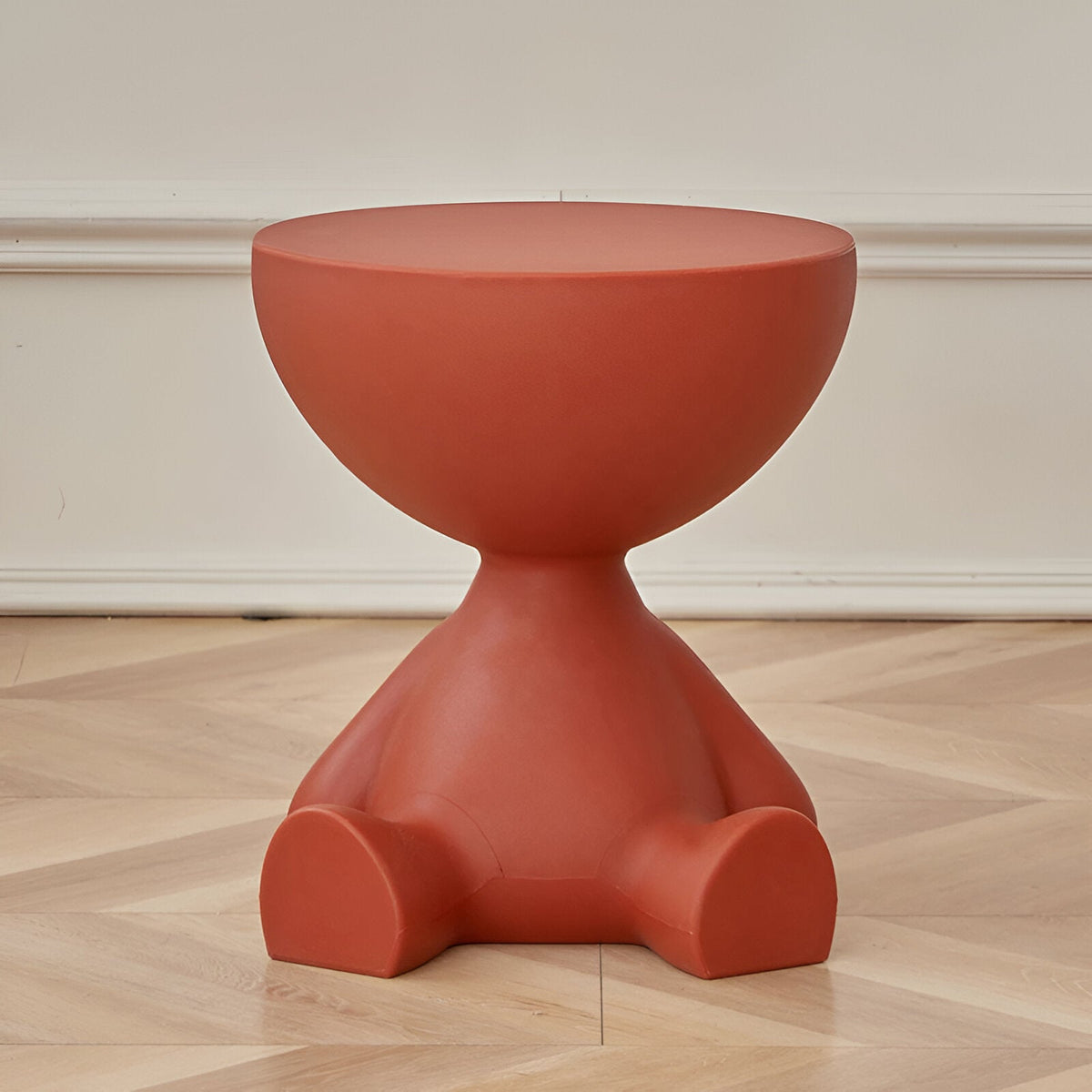 Round coffee table Moktan Sabai, terracotta orange bowl-top on pedestal base on Tampa Home & Garden Store